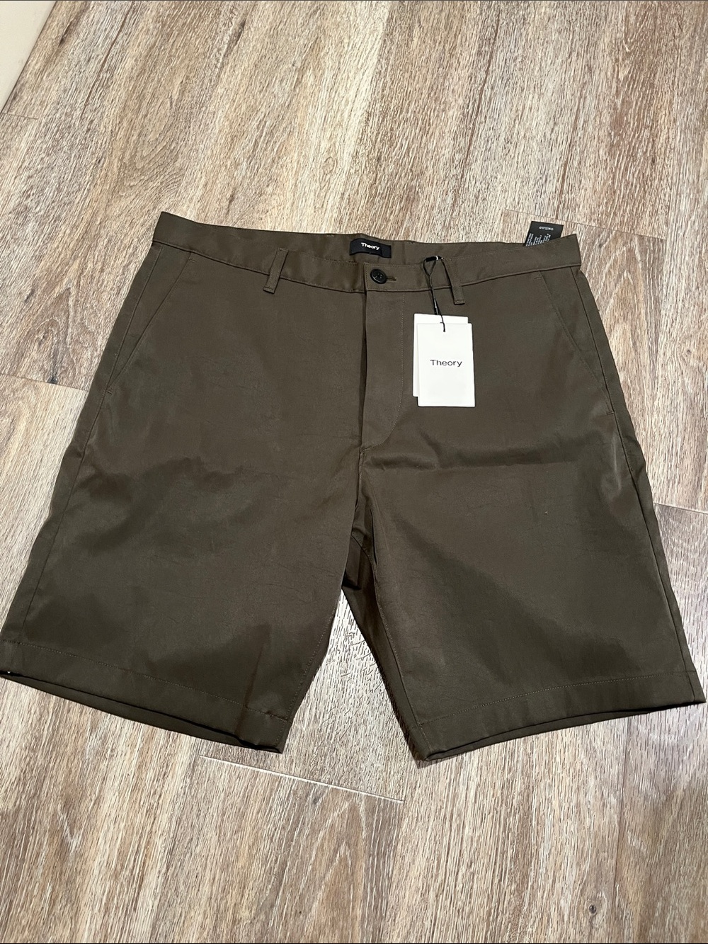 Theory Olive Green Flat-Front Men's Shorts